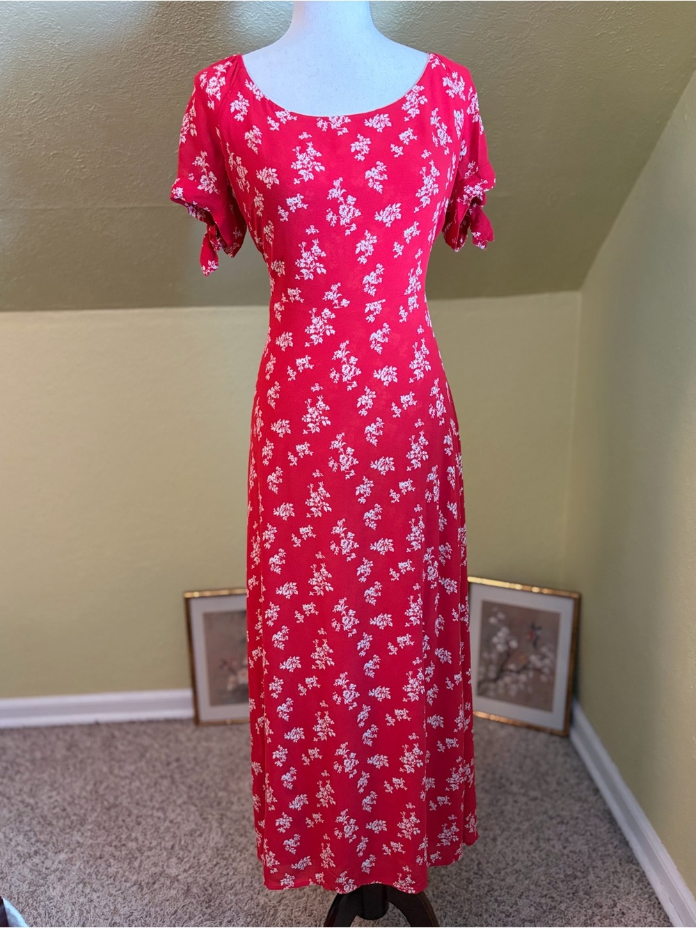Reformation Meredith Dress Romantic Red Floral Maxi French Girl Prairiegoth
